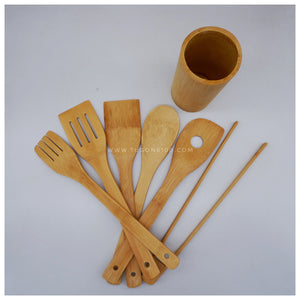 With FREE LASER ENGRAVING of your preferred name or logo on bamboo lid.  PERFECT GIFT IDEAS FOR: Wedding souvenir, Christmas Gift, Corporate Gift, Anniversary Gift, Birthday Gift, Father's Day Gift, Mother's Day Gift, personal use. Bamboo Kitchen Utensil Set. - TUGON 6100