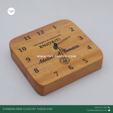 Load image into Gallery viewer, Personalized Wooden Desk Clock -PERFECT GIFT IDEAS FOR: Wedding souvenir, Christmas Gift, Corporate Gift, Anniversary Gift, Birthday Gift, Father&#39;s Day Gift, Mother&#39;s Day Gift, personal use. TUGON 6100
