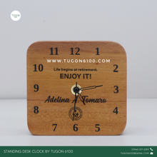 Load image into Gallery viewer, Personalized Wooden Desk Clock -PERFECT GIFT IDEAS FOR: Wedding souvenir, Christmas Gift, Corporate Gift, Anniversary Gift, Birthday Gift, Father&#39;s Day Gift, Mother&#39;s Day Gift, personal use. TUGON 6100
