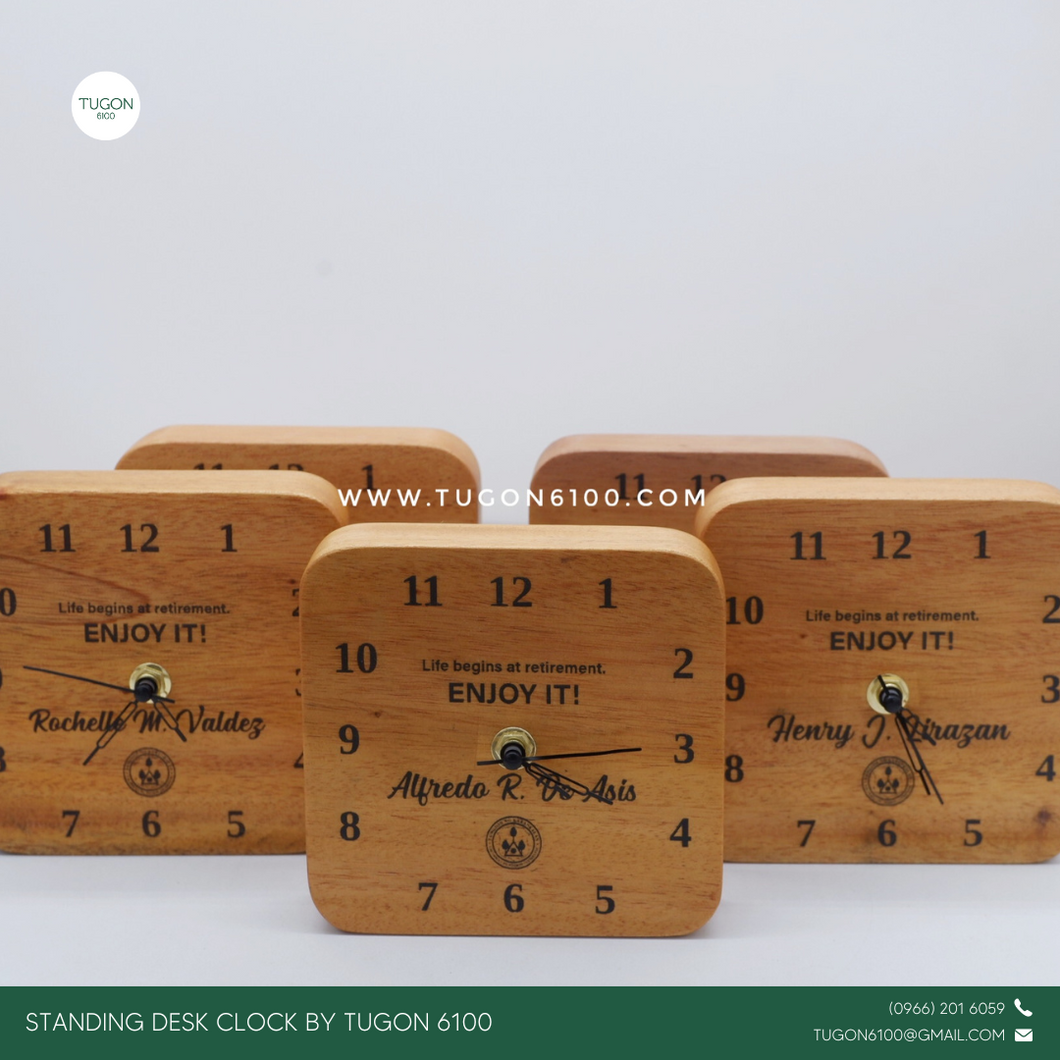 Personalized Wooden Desk Clock -PERFECT GIFT IDEAS FOR: Wedding souvenir, Christmas Gift, Corporate Gift, Anniversary Gift, Birthday Gift, Father's Day Gift, Mother's Day Gift, personal use. TUGON 6100