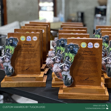 Load image into Gallery viewer, Custom wooden award plaques for events in Bacolod City – corporate, school, and government recognition
