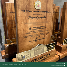 Load image into Gallery viewer, Custom wooden plaques Bacolod City – personalized engraved awards and recognition plaques Philippines
