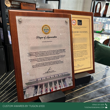 Load image into Gallery viewer, Custom wooden award plaque Mexico design by Tugon 6100 Bacolod Philippines for corporate events school recognition and awards
