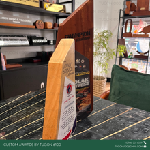Load image into Gallery viewer, Custom wooden award plaque crafted from premium wood, designed for employee recognition, corporate awards, appreciation ceremonies, and special events in Bacolod City.
