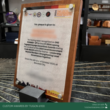 Load image into Gallery viewer, Custom wooden award plaque Mexico design by Tugon 6100 Bacolod Philippines for corporate events school recognition and awards
