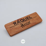 Crafted from mahogany wood, this nameplate offers a classic and rustic look.  Size: 1in x 4in  With discount for bulk orders.