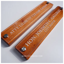 Load image into Gallery viewer, Transform Your Workspace with Unique Wooden Desk Name Plates!  Check out our exclusive collection of handcrafted wooden desk name plates! Each piece is uniquely designed to add a touch of elegance and personalization to your office space. These name plates are not just a statement piece but also a reflection of your style and professionalism.&nbsp;  Ideal for: Corporate gifts, anniversary presents, office gifts, birthday surprises, and more.
